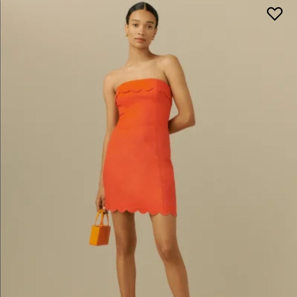 Isles Strapless Reformation Orange Scallop Dress